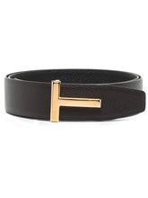 T logo-buckle leather belt